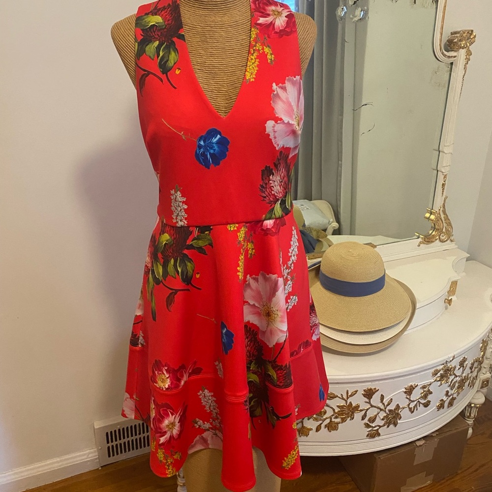 Ted Baker Red Floral High Low Dress